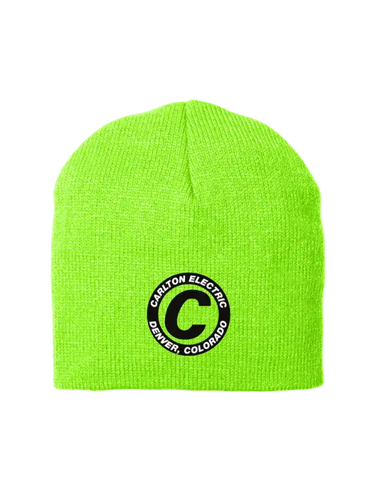 Safety Green Beanie Cap w/Carlton Electric Logo