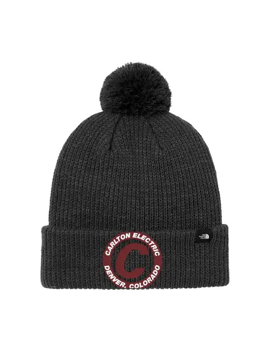 The North Face Black Heather Pom Beanie w/Carlton Electric Logo