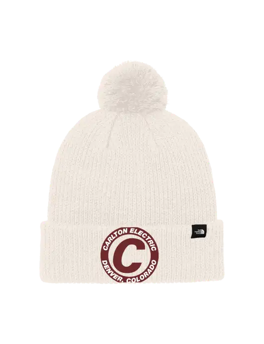 The North Face Ivory Pom Beanie w/Carlton Electric Logo
