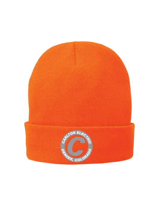 Orange Fleece-Lined Knit Cap w/Carlton Electric Logo