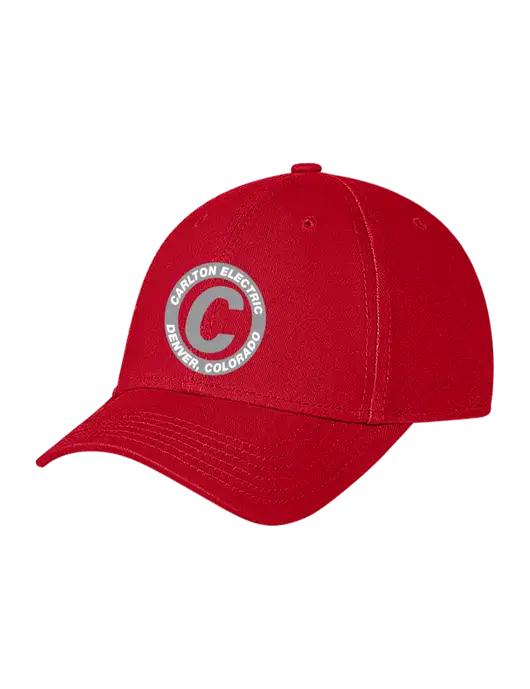 Red Structured Soft Snap Closure Hook & Loop Cap w/Carlton Electric Logo