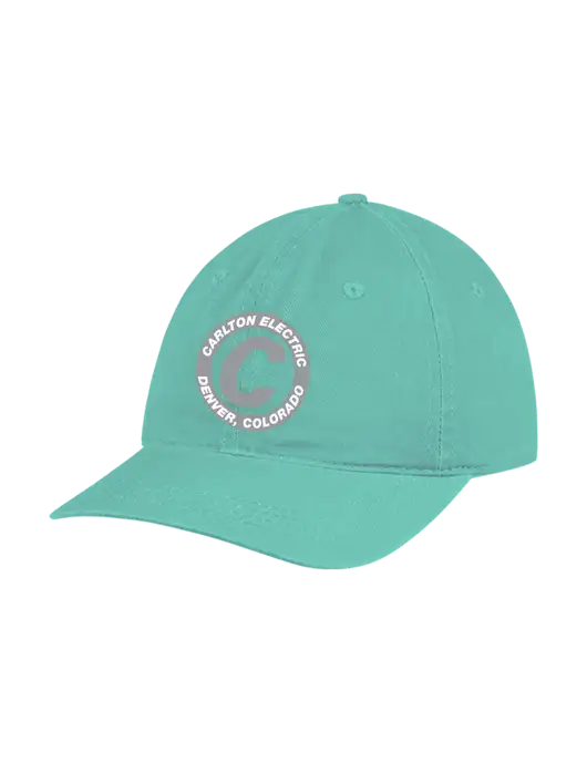 Garment Washed Unstructured Twill Very Light Teal Cap w/Carlton Electric Logo