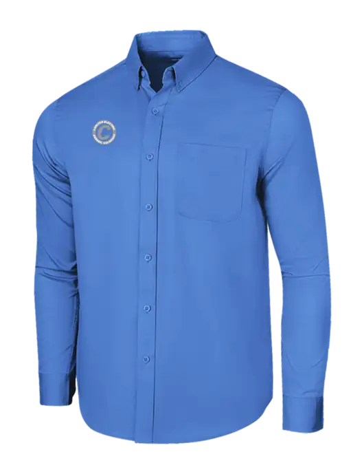 Long Sleeve Dark Carolina Blue Superpro React Twill Shirt w/Carlton Electric Logo
