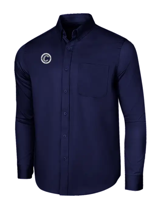 Long Sleeve Navy Superpro React Twill Shirt w/Carlton Electric Logo
