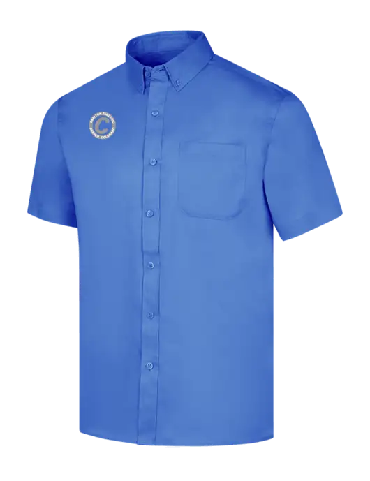 Short Sleeve Dark Carolina Blue Superpro React Twill Shirt w/Carlton Electric Logo