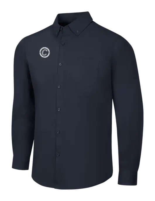 Navy Long Sleeve Carefree Poplin Shirt w/Carlton Electric Logo