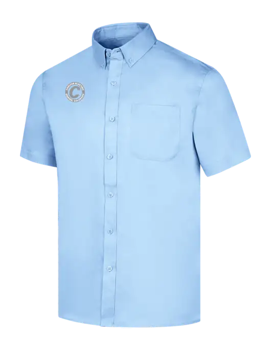 Short Sleeve Light Blue Superpro React Twill Shirt w/Carlton Electric Logo