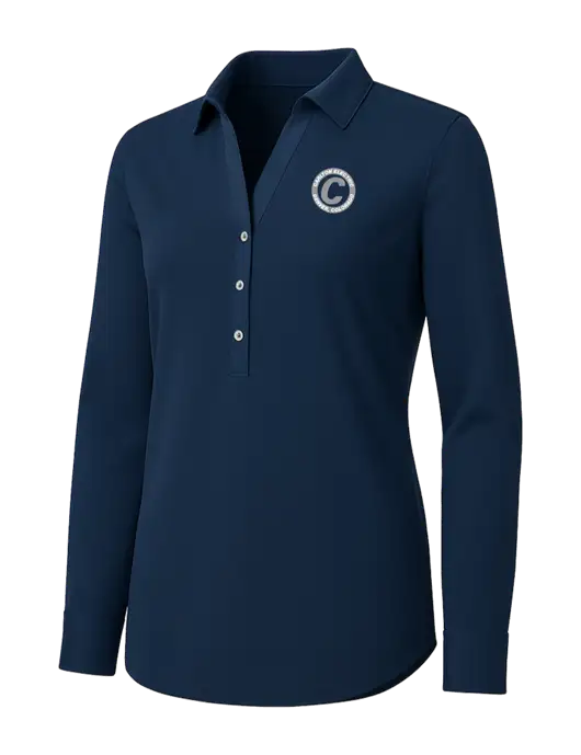 Womens Navy City Stretch Shirt w/Carlton Electric Logo
