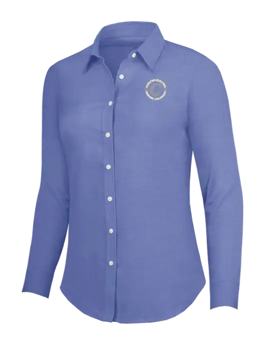 Navy Womens SuperPro Oxford Shirt w/Carlton Electric Logo