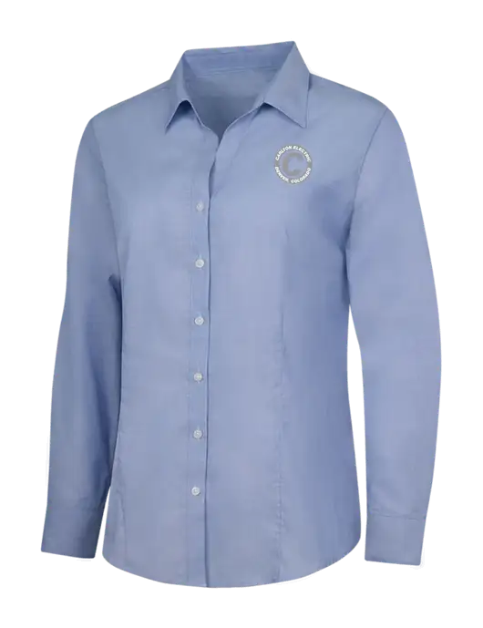 Light Slate Blue Womens Crosshatch Easy Care Shirt w/Carlton Electric Logo