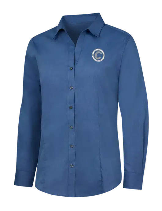 Light Navy Womens Crosshatch Easy Care Shirt w/Carlton Electric Logo