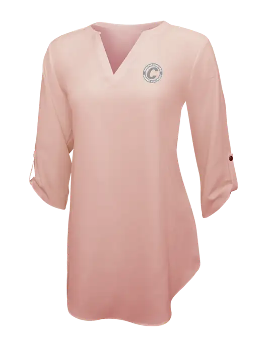 Light Coral Womens 3/4 Sleeve Tunic Blouse w/Carlton Electric Logo