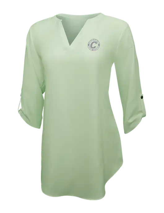 Very Light Green Womens 3/4 Sleeve Tunic Blouse w/Carlton Electric Logo
