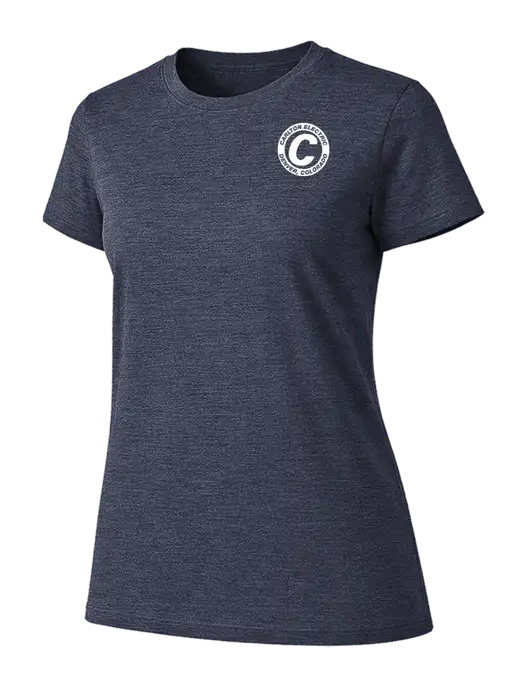 Womens Ring Spun Heather Navy 4.5 oz T-Shirt w/Carlton Electric Logo