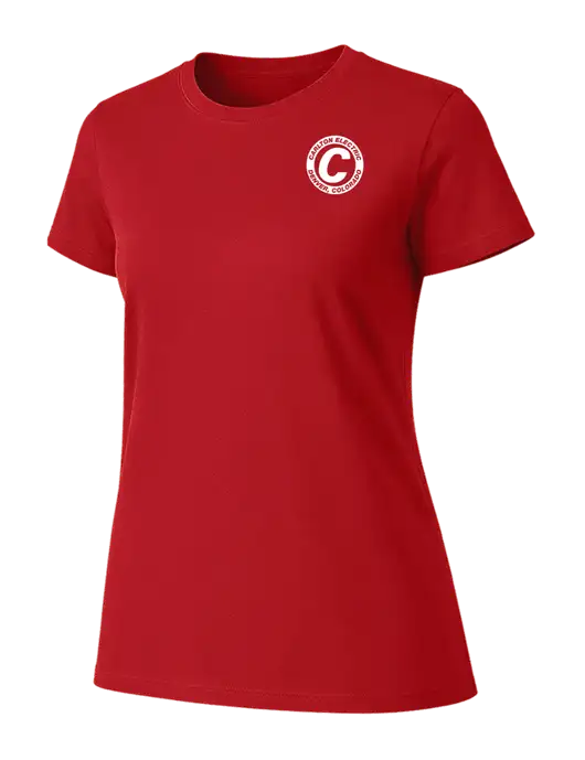 Womens Ring Spun Bright Red 4.5 oz T-Shirt w/Carlton Electric Logo