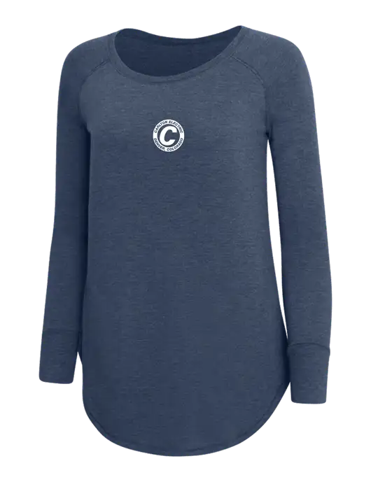 Womens Perfect Wide Collar Tunic Tri-Blend Navy Frost 4.5 oz T-Shirt w/Carlton Electric Logo
