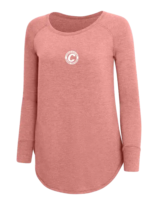Womens Perfect Wide Collar Tunic Tri-Blend Blush Frost 4.5 oz T-Shirt w/Carlton Electric Logo