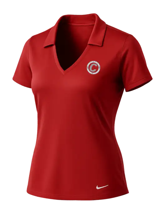 NIKE Red Womens Dri-Fit Vertical Mesh Polo w/Carlton Electric Logo
