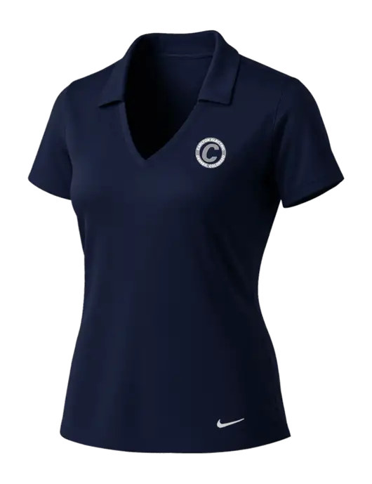 NIKE Dark Navy Womens Dri-Fit Vertical Mesh Polo w/Carlton Electric Logo
