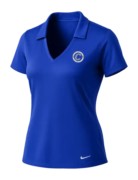 NIKE Dark Royal Womens Dri-Fit Vertical Mesh Polo w/Carlton Electric Logo