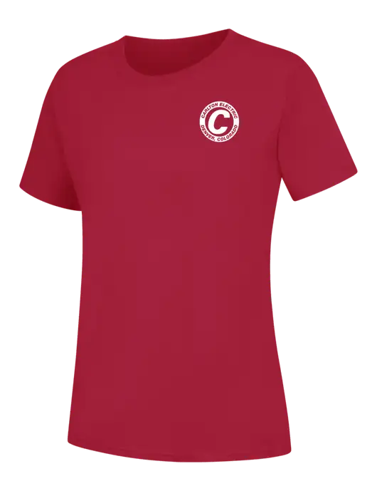 Womens Red Core Blend Tee w/Carlton Electric Logo