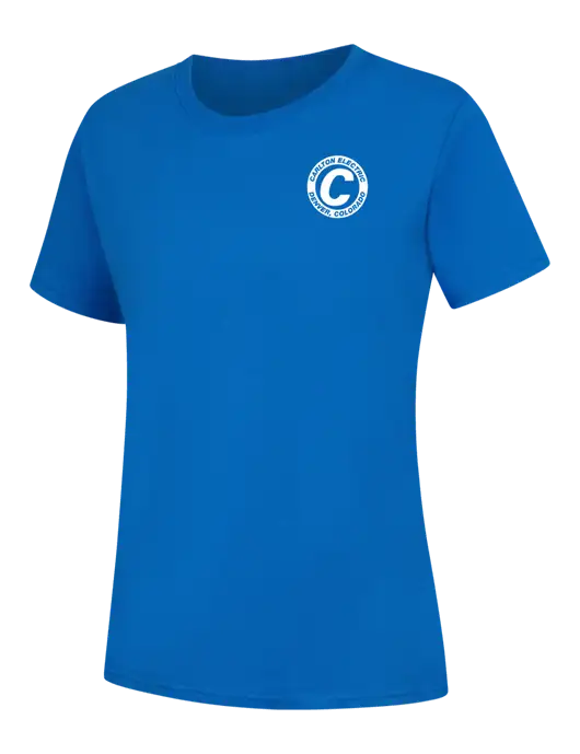 Womens Royal Blue Core Blend Tee w/Carlton Electric Logo